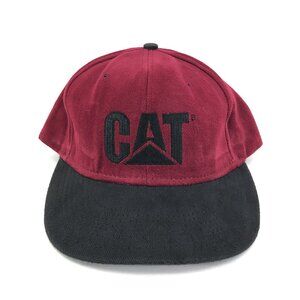 Vintage Caterpillar Snapback Cap Hat Tonkin Made In USA Maroon Black Adjustable
